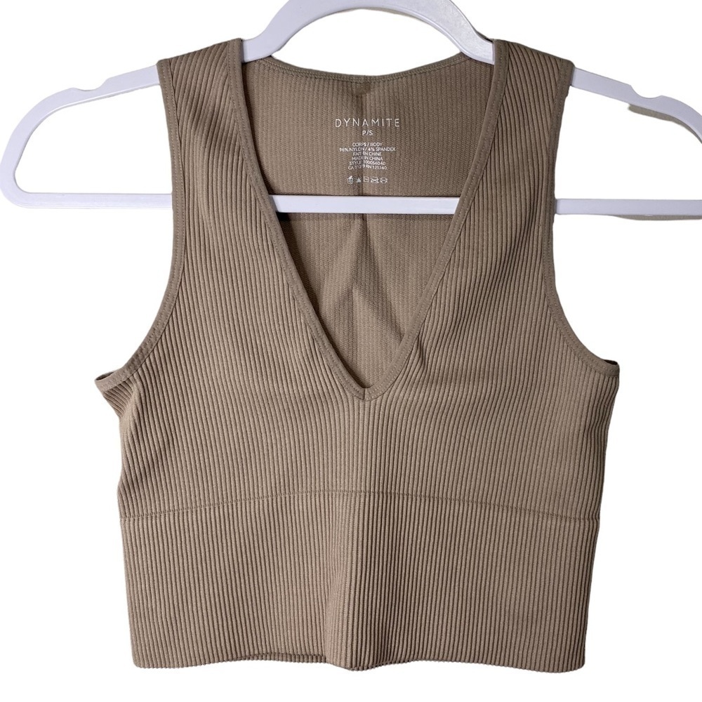 Dynamite - Nude Ribbed Crop top - Size Small
